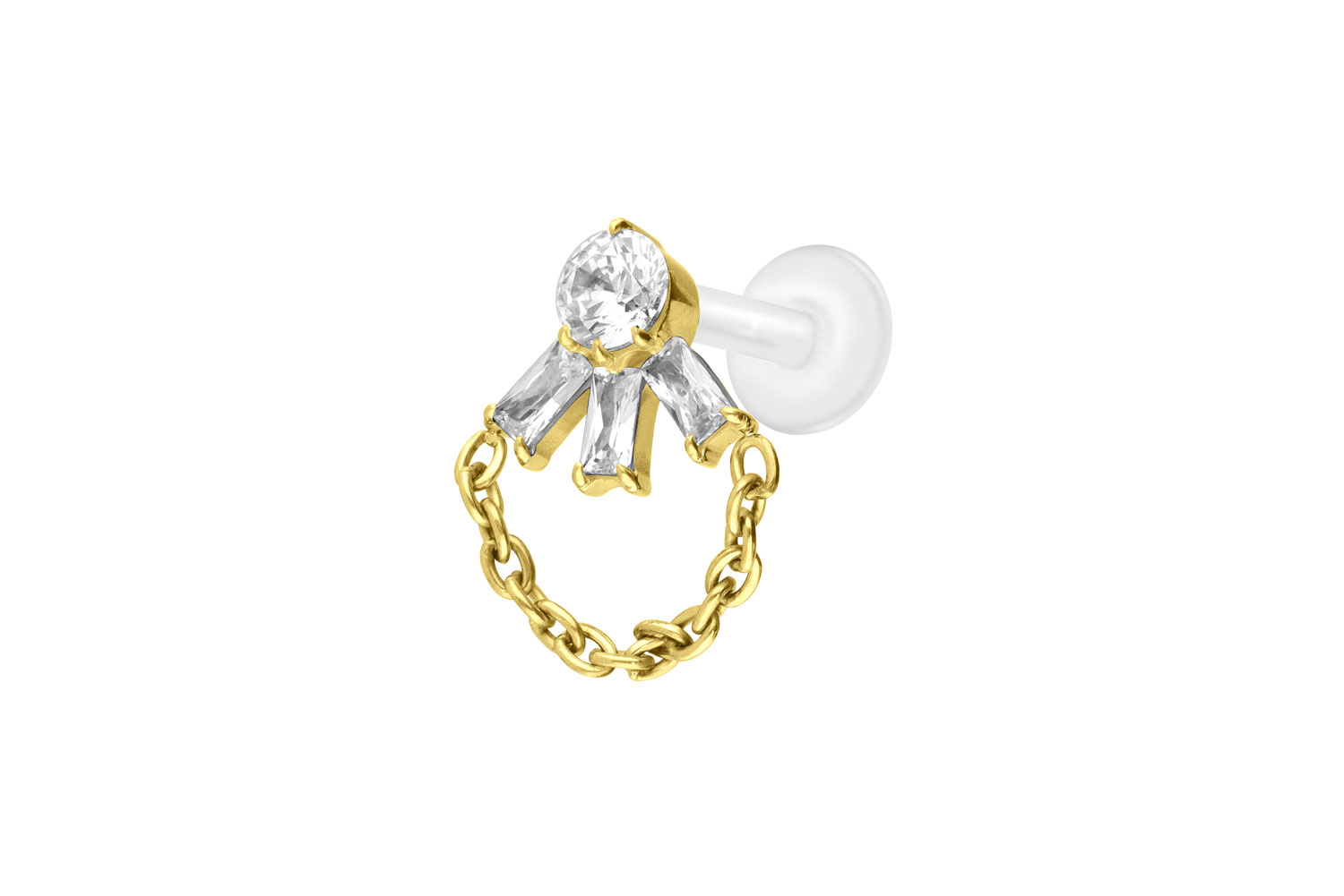 PTFE Labret Piercing mit Innengewinde + Titan-Aufsatz LOTUSBLÜTE + KETTE
